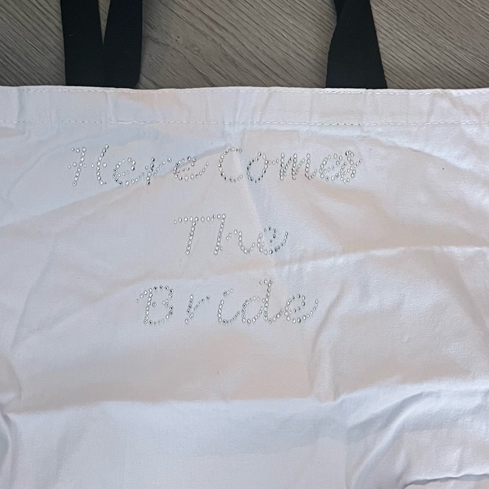 HERE COMES THE BRIDE STUDDED CANVAS TOTE BAG